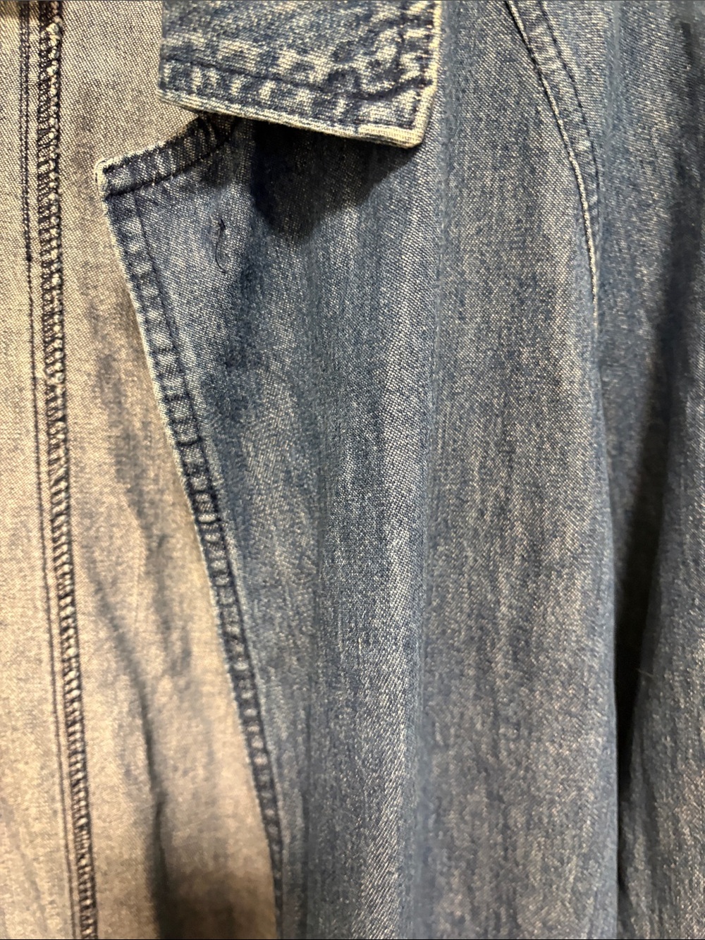Vintage Long Blue Denim Duster Trench Coat Medium - Picture 7 of 10